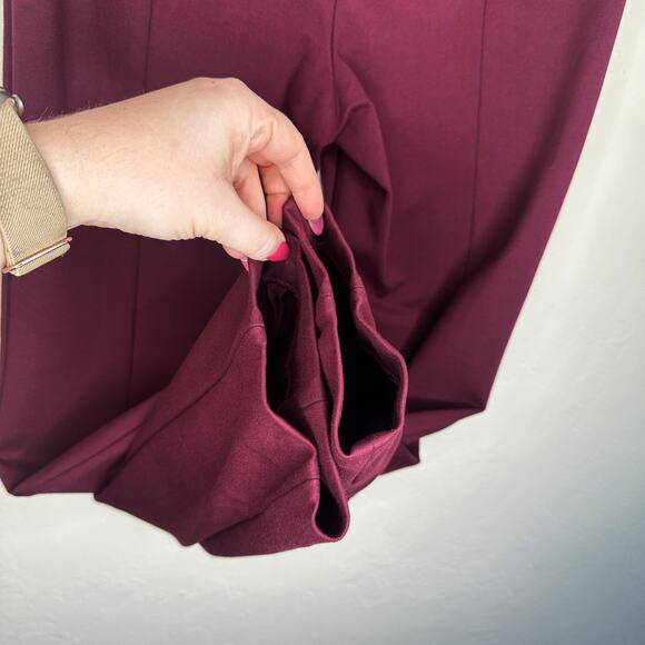 Vince Tapered Stove Pipe Pintuck Seamed Burgundy Ponte Knit Pants Trousers 10 - Picture 9 of 15